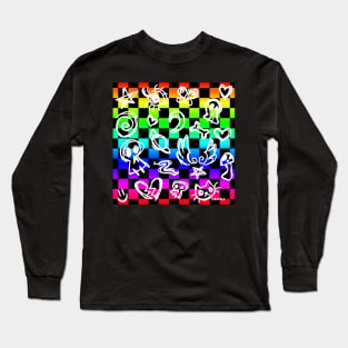 Neon Scribble Checkerboard Long Sleeve T-Shirt